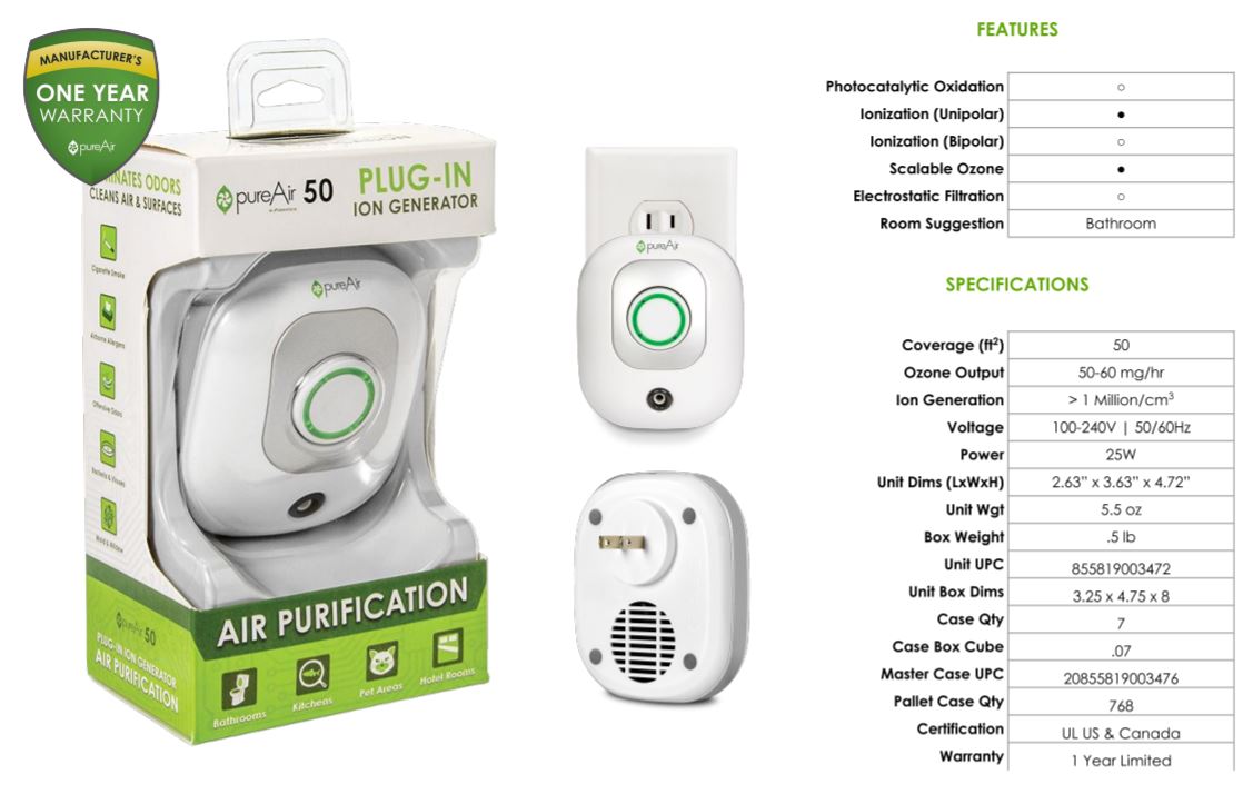 pureAIR 50 Small Space Plug-In Purifier